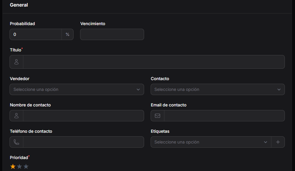 Formulario general de Lead